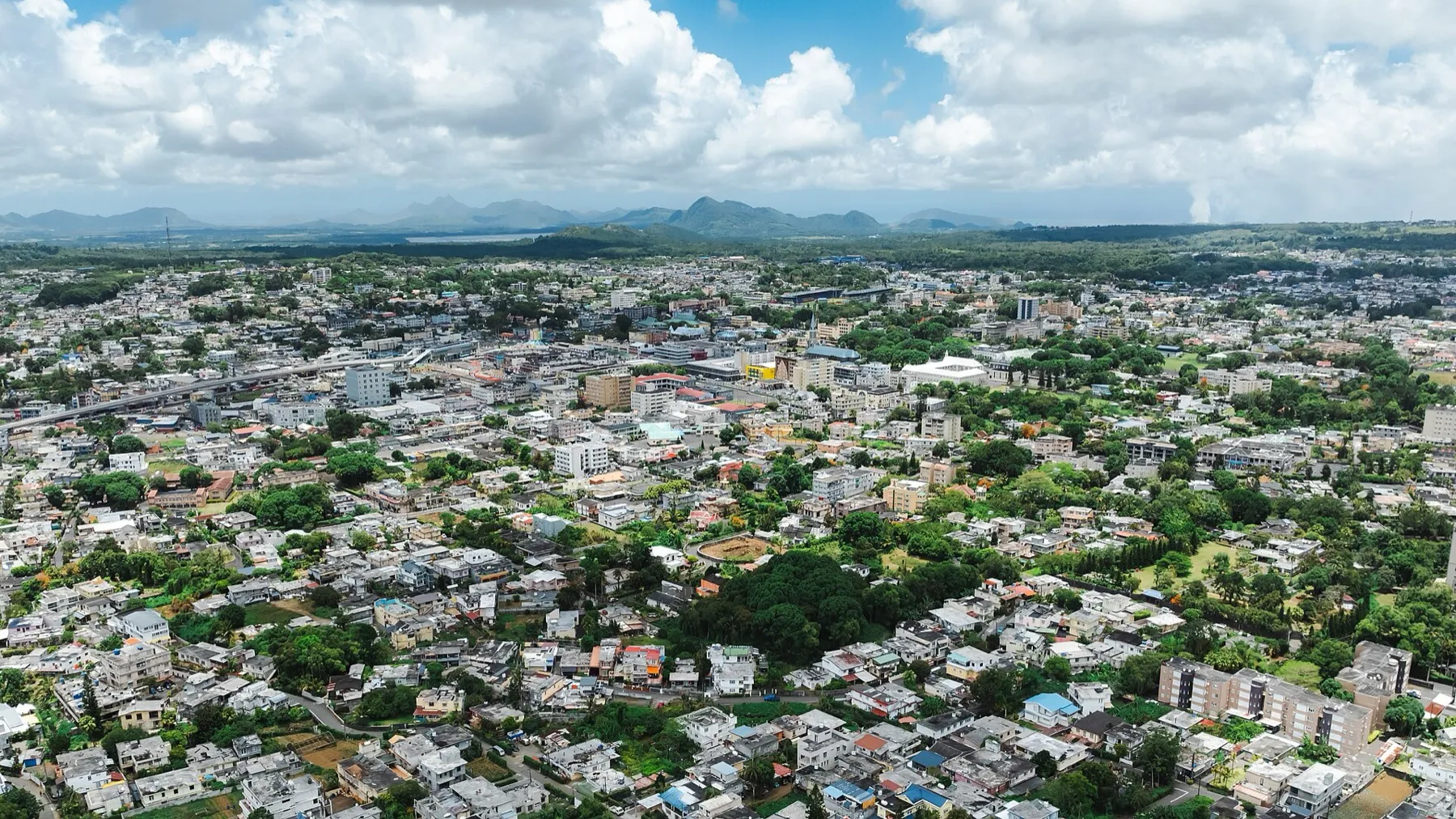 Vue aérienne de la ville de Curepipe
